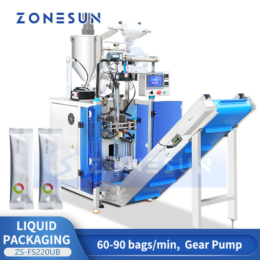 High Speed Tech: ZONESUN ZS-FS220UB Automatic Pouch Packaging Machine for Sauce, Shampoo & Juice