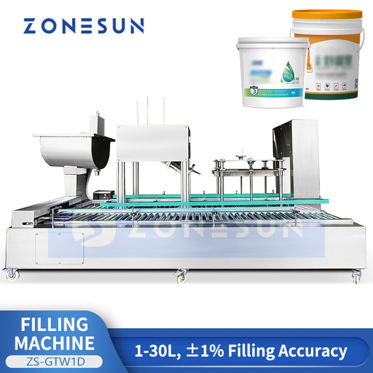 ZONESUN ZS-GTW1D Automatic Latex Paint and Viscous Coating Filling Machine with Lid Placing System