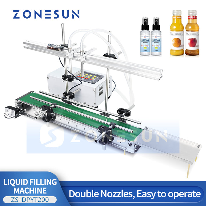ZONESUN ZS-DPYT200 5-500ml 2 Nozzles Diaphragm Pump Liquid Filling Machine