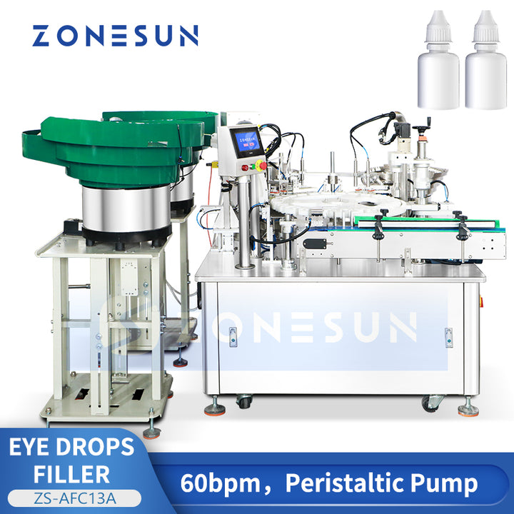ZONESUN ZS-AFC13A Cam System Peristaltic Pump Biological Extract Eye Drops Adhesives Small Bottle Liquid Filling Capping Machine