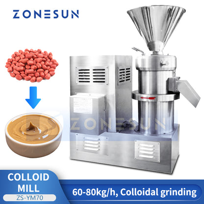 ZONESUN ZS-YM70 Industrial Peanut Butter Grinder Colloid Mill for Food Processing