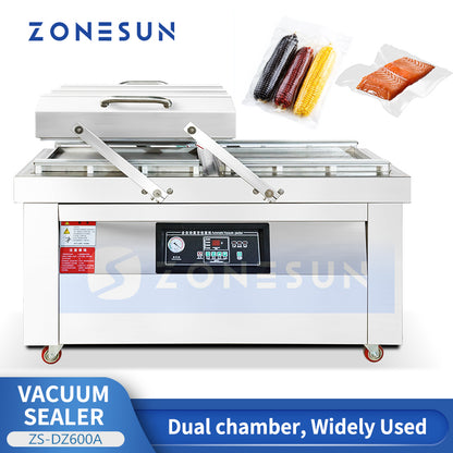 ZONESUN ZS-DZ600A Industrial Double Chamber Vacuum Packaging Machine for Food