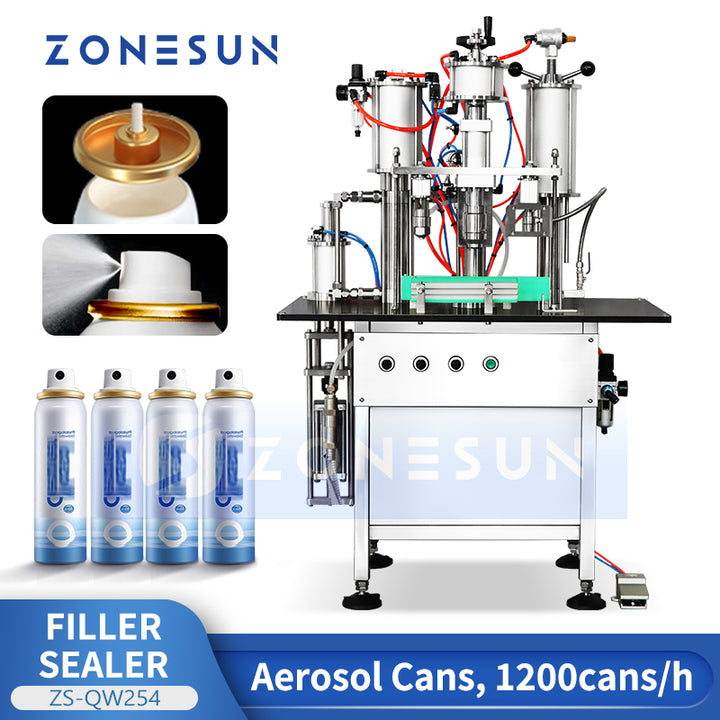 Máquina de llenado y sellado de líquidos para latas de aluminio en aerosol ZONESUN ZS-QWFS1