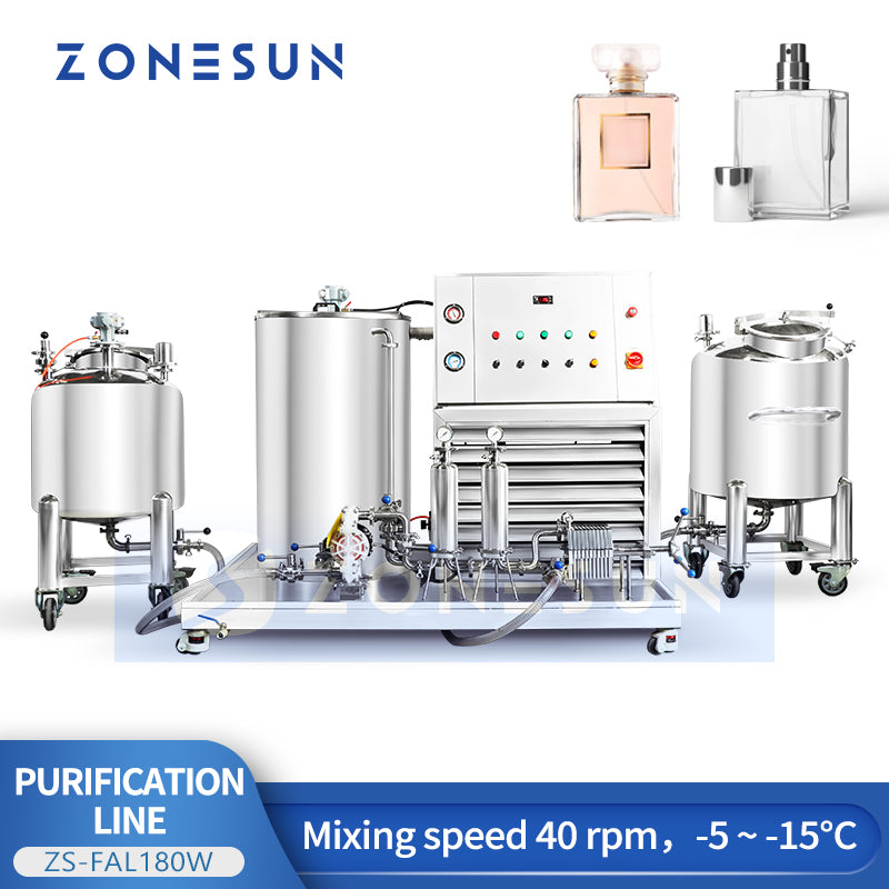 ZONESUN ZS-FAL180W Automatic Perfume Purification Line for Cosmetic Fragrance Production