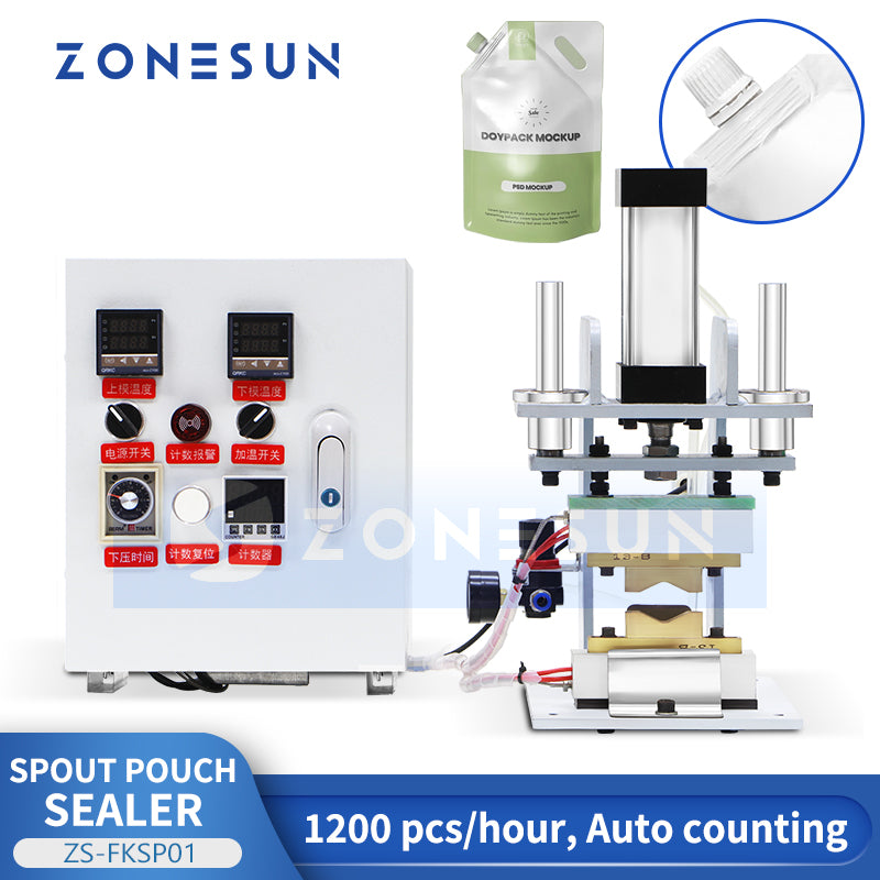 ZONESUN ZS-FKSP01 Semi-Automatic Spout Pouch Sealing Machine for Food, Cosmetics & Chemicals