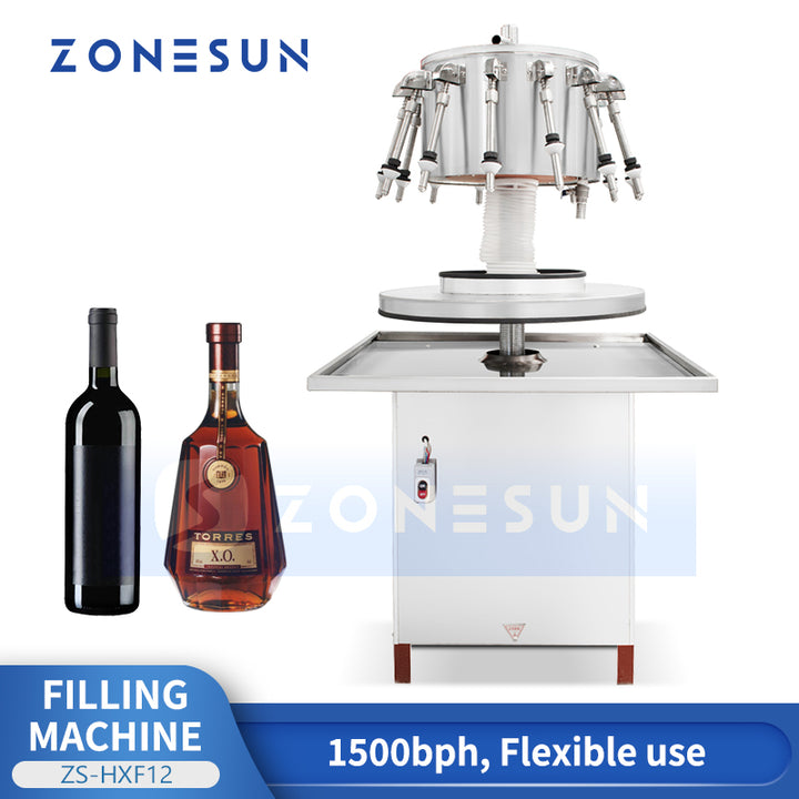 Zonesun ZS-HXF12  Semi-Automatic 12 Heads Rotary Siphon Filling Machine for Sauce Beverage Wine Drinks
