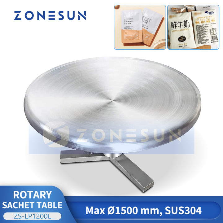 ZONESUN ZS-LP1200L Stainless Steel Rotary Turntable Sachet Accumulation Table Machine
