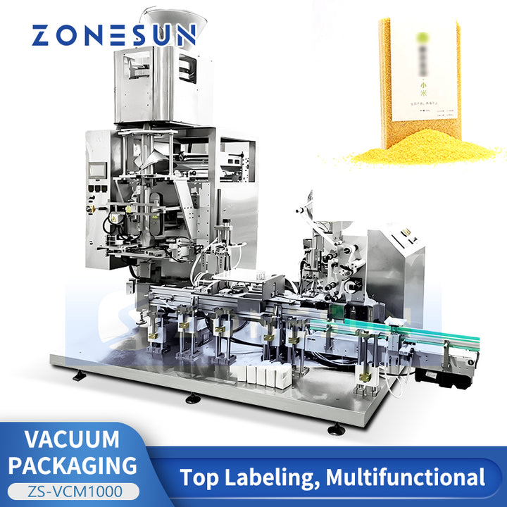 ZONESUN ZS-VCM1000 Automatic Brick Bag Vacuum Packaging & Labeling Line