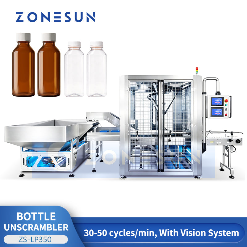 ZONESUN ZS-LP350 Automatic Robotic Bottle Unscrambler with Vision System for Irregular Bottles