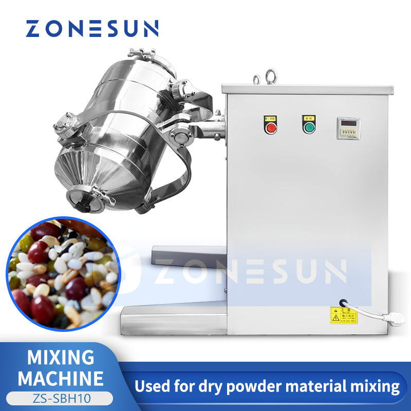 ZONESUN ZS-SBH10 3D Powder Mixer for Efficient Dry Material Blending in Food and Chemical Use