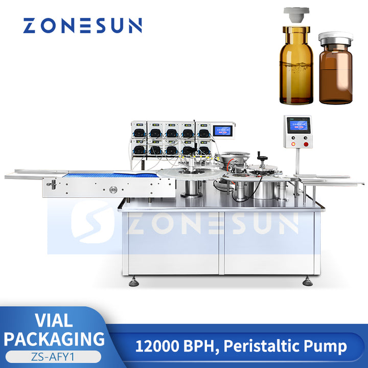 ZONESUN ZS-AFY1 Automatic 10 Heads Peristaltic Pump Liquid Vial Filling Capping Machine