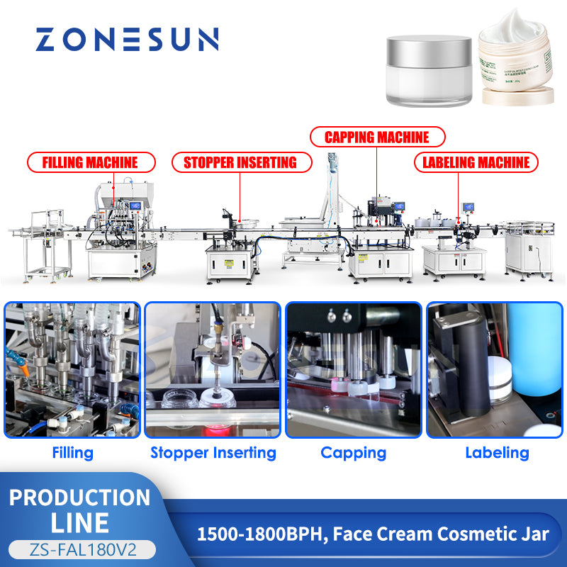  Face Cream Jar Filling Capping Labeling Machine