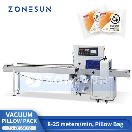 ZONESUN ZS-ZB350X2 Automatic Pillow Vacuum Packing Machine for Food, Snacks & Chemicals