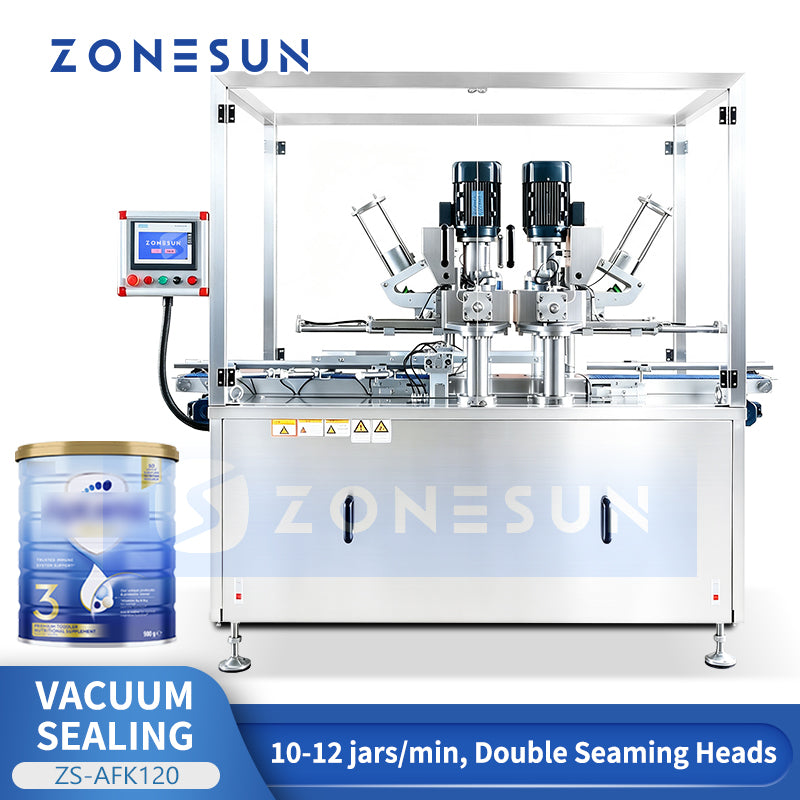 ZONESUN ZS-AFK120 Automatic Vacuum Can Seaming Machine for Milk Powder and Food Cans