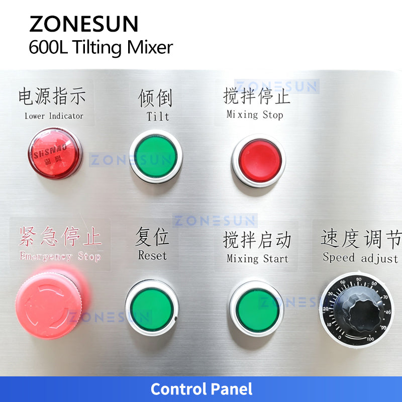 ZONESUN ZS-BM600L Horizontal Tilting Ribbon Mixer Machine Powder Blender Equipment for Food Pharmaceutical Chemical Cosmetic Material Mixing