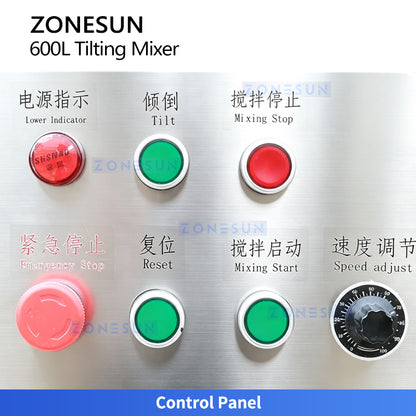 ZONESUN ZS-BM600L Horizontal Tilting Ribbon Mixer Machine Powder Blender Equipment for Food Pharmaceutical Chemical Cosmetic Material Mixing