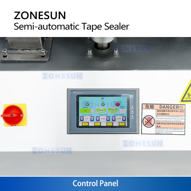 ZONESUN ZS-FH020 Semi-automatic Rotary Case Tape Sealing Machine for Biscuit Tins, Candy Containers