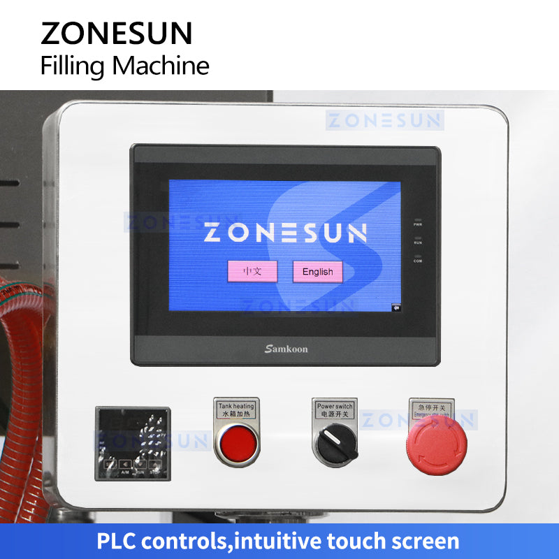 Smooth Flow: ZONESUN ZS-YT4T-4PH Heated Piston Pump Filling Machine for Peanut Butter, Honey & Sauce