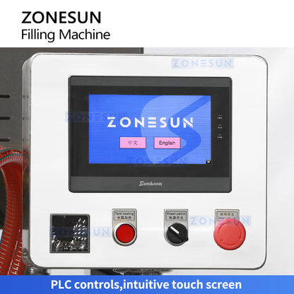 Smooth Flow: ZONESUN ZS-YT4T-4PH Heated Piston Pump Filling Machine for Peanut Butter, Honey & Sauce