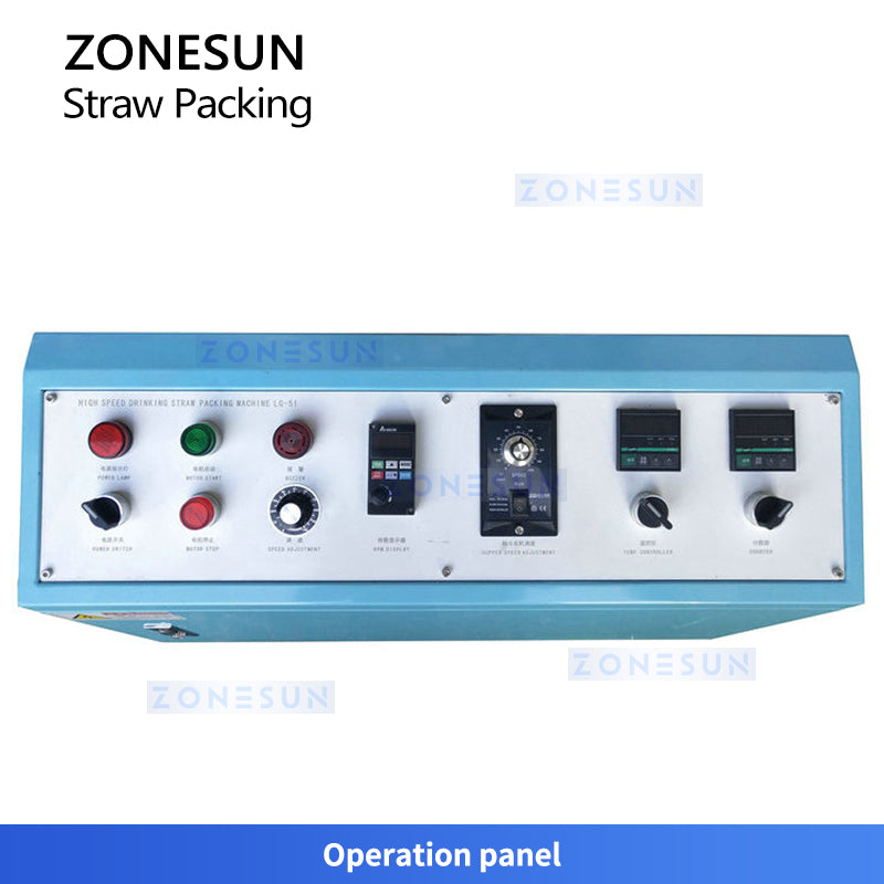 ZONESUN ZS-SPZ51 Automatic Straw Packing Machine for Plastic Paper and PLA Straws with Sealing Cutting and Counting for Foodservice Use