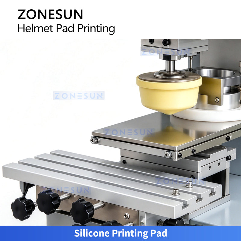 ZONESUN ZS-VTQYY2: Semi-Automatic Single-Color Helmet Pad Curved Surface Logo Printing Machine