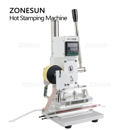 ZONESUN ZS-100B Manual Hot Foil Stamping Machine for Leather, Wood & Pencils