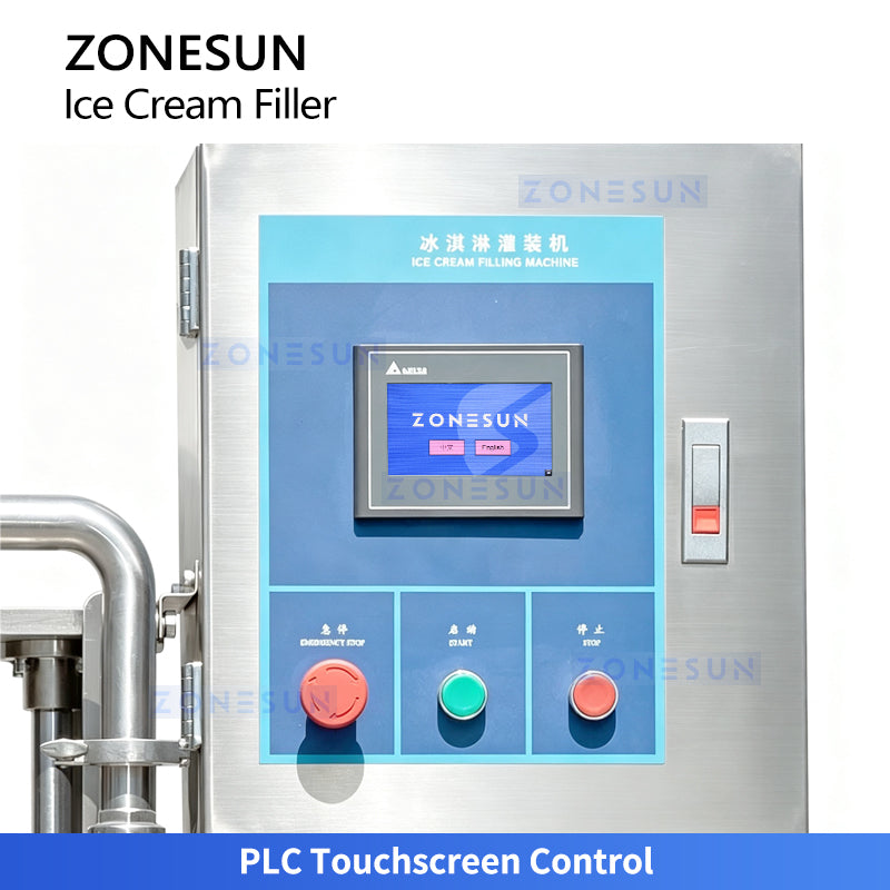 ZONESUN ZS-ICF01 Semi-Automatic Dual-Color Ice Cream Filling Machine into Cups, Cartons, Tubs