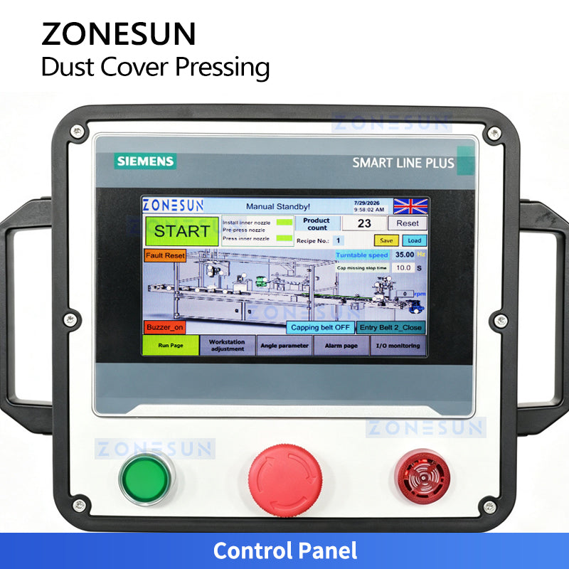 ZONESUN ZS-VTYG03 Automatic Dust Cover Pressing and Capping Machine for Large Bottles