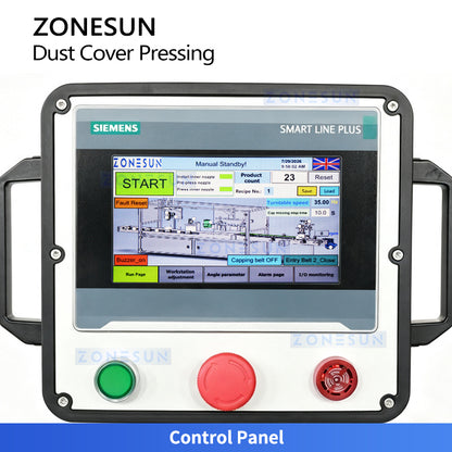 ZONESUN ZS-VTYG03 Automatic Dust Cover Pressing and Capping Machine for Large Bottles