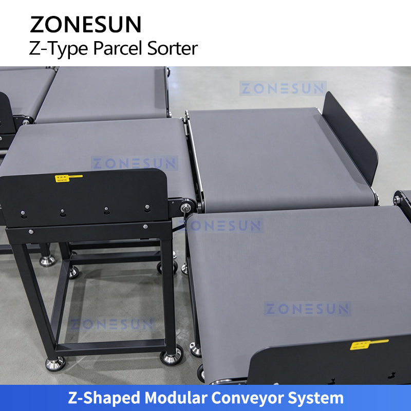Automatic Z-Belt Parcel Sorting Conveyor with Barcode Scanning and Dynamic Weighing