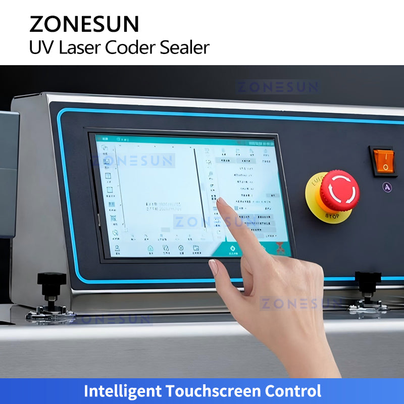 ZONESUN ZS-FR100LC Continuous Band Sealer with UV Laser Coding for Bag Packaging