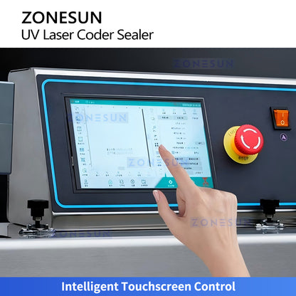 ZONESUN ZS-FR100LC Continuous Band Sealer with UV Laser Coding for Bag Packaging