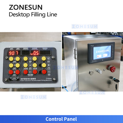 Efficient & Compact: ZONESUN ZS-FAL180DT Desktop Dual-Head Filling Capping Line for Juice &Cosmetics