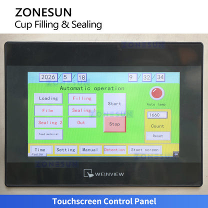 Mass Production: ZONESUN ZS-AFS01P Automatic 4-Head Yogurt & Pudding Cup Filling Sealing Machine