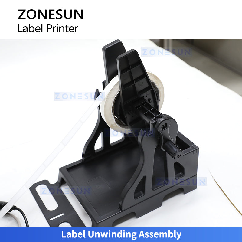 ZONESUN ZS-RPR01 Thermal Transfer Barcode QR Code Label Printer with Automatic Rewinder