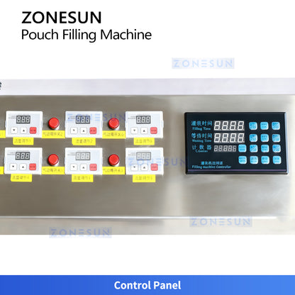 ZONESUN ZS-ASP6 Semi-Automatic 6-Head Pouch Filling Machine for Liquid and Semi-Liquid Products