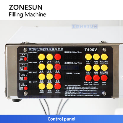 ZONESUN ZS-DTDP400V Precision Liquid Filling Machine with Dual Cylinder Separation and Four Heads
