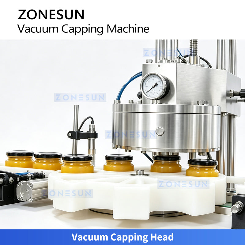 ZONESUN ZS-XG240 Automatic Vacuum Capping Machine for Jars and Glass Bottles