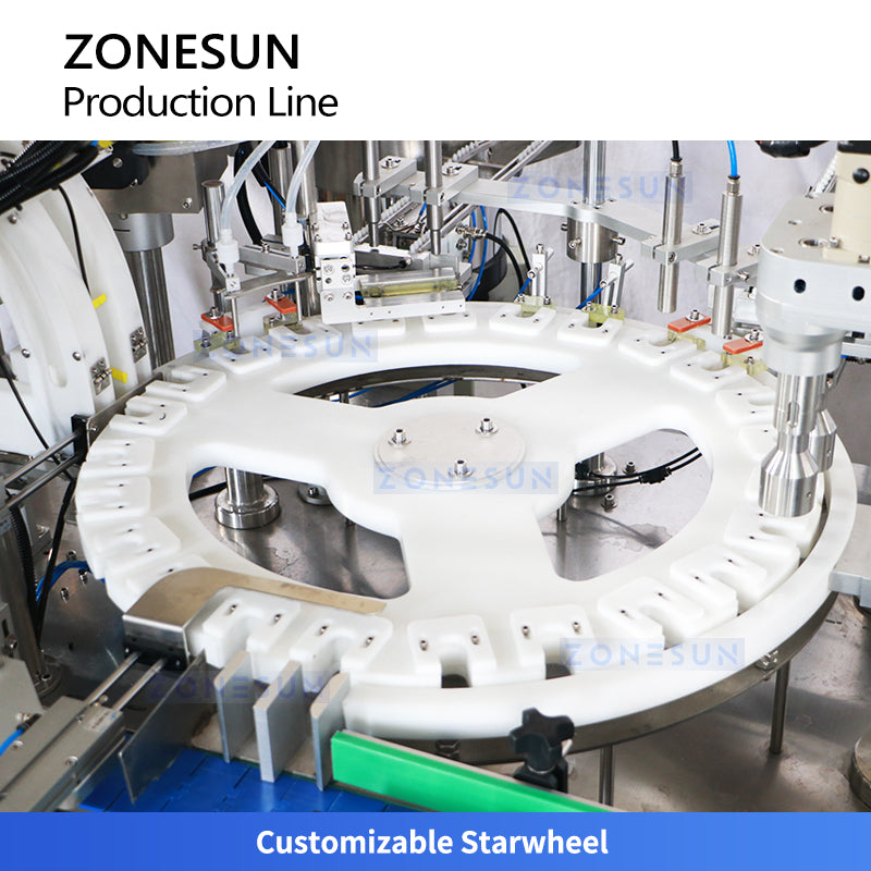 ZONESUN ZS-FAL180G9 Automatic Cam System Filling Capping Shrink Sleeve Labeling Production Line Irregular Bottle Biological Extract Liquid Peristaltic Pump Filling Machine