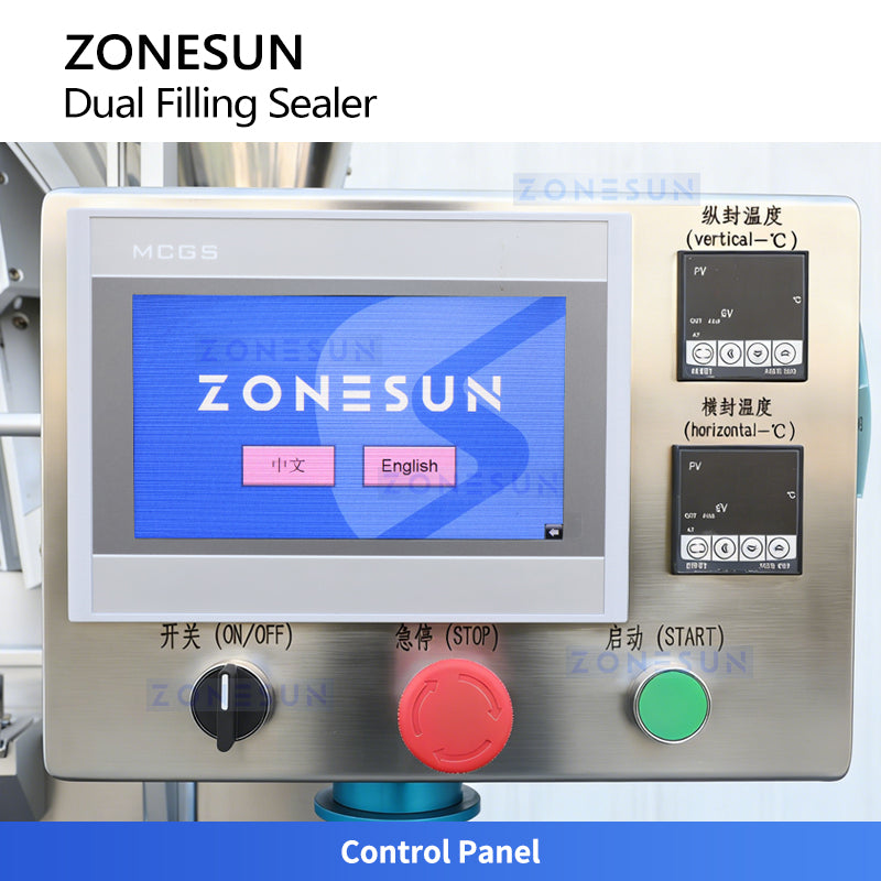 ZONESUN ZS-FS240 Servo Powder and Liquid Filling Sealing Machine for Food and Pharma Packaging