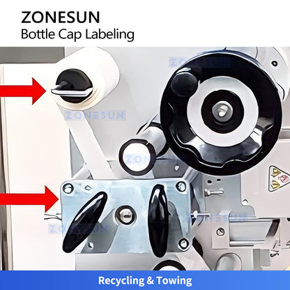 ZONESUN ZS-TB180D Automatic Labeling Machine for Concave Bottle Caps in Food & Beverage
