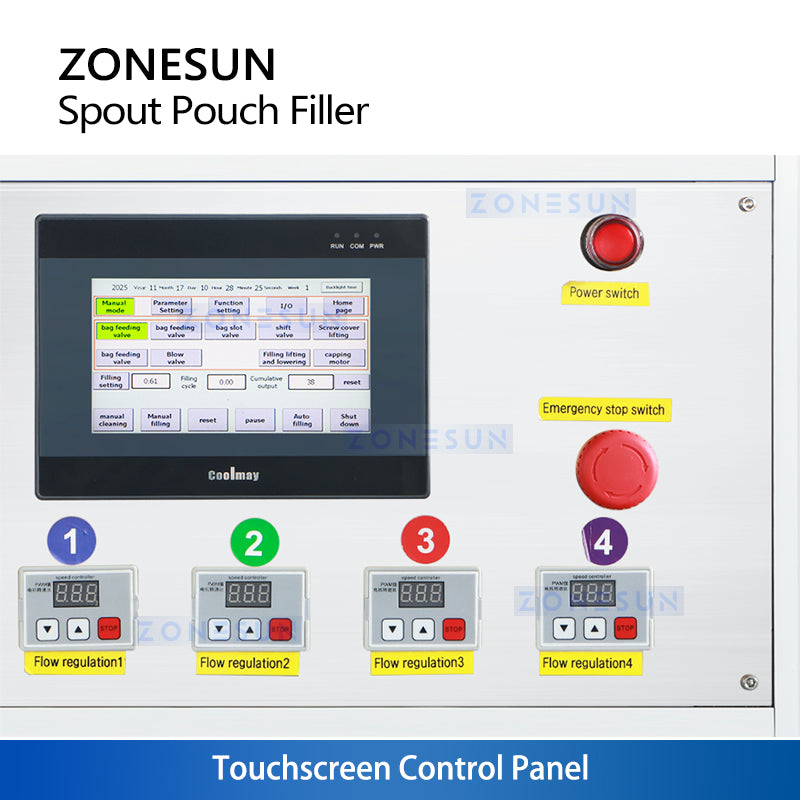 High-Speed Packaging: ZONESUN ZS-ASPM4 Automatic 4-Head Spout Pouch Liquid Filling & Capping Machine