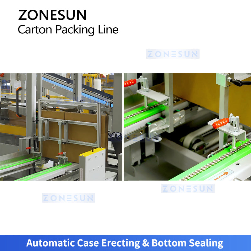 Full Automation: ZONESUN ZS-CSPM5 End-of-Line Packaging System Case Packing, Palletizing & Wrapping