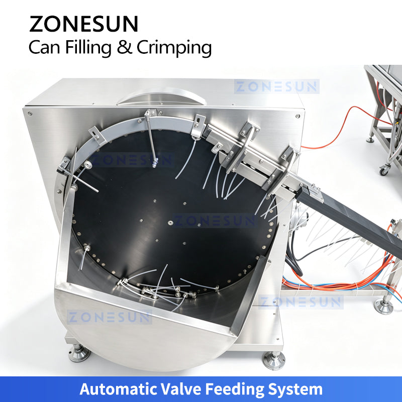 ZONESUN ZS-QW1600D Automatic Aerosol Can Filling Crimping Machine with Valve Feeder