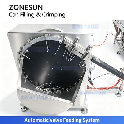 ZONESUN ZS-QW1600D Automatic Aerosol Can Filling Crimping Machine with Valve Feeder