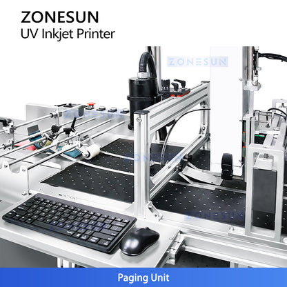 ZONESUN ZS-SUV1 Automatic Industrial UV Inkjet Printer with Paging Machine for Flat Pouches and Paper Boxes