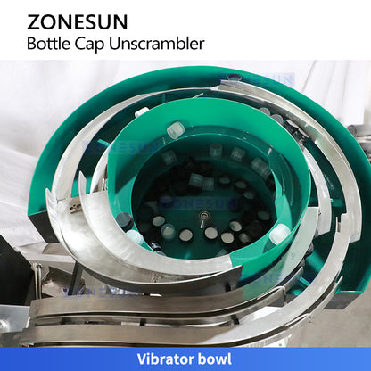 Stable Feeding: ZONESUN ZS-LP5 Automatic Dual-Rail Vibratory Cap Unscrambler for Capping Lines