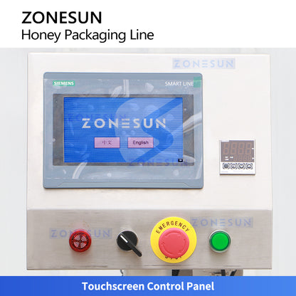 ZONESUN ZS-AFCL10: Full Automatic Servo Honey Spoon Filling, Sealing & Cutting Production Line