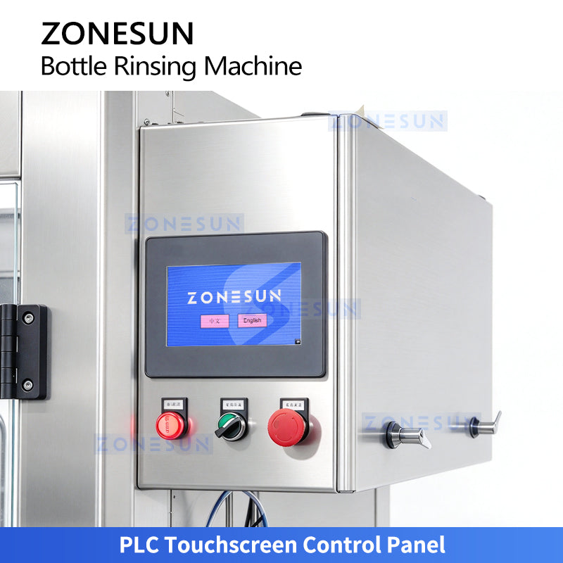 ZONESUN ZS-WB4 Automatic 4-Head Bottle Rinsing Machine with 180° Bottle Inverting System for Internal Bottle Cleaning