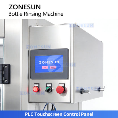 ZONESUN ZS-WB4 Automatic 4-Head Bottle Rinsing Machine with 180° Bottle Inverting System for Internal Bottle Cleaning